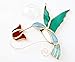 Beautiful Copper & Stained Glass Hummingbird Sun Catcher with Red Flowers for Hummer Lovers!