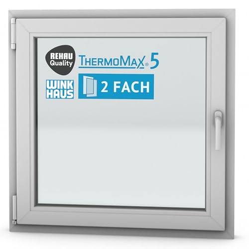 ThermoMax 5 Classic Kunststoff-Fenster, Uw-Wert 1,3, BxH: 90x90cm / 900x900mm, DIN links (Griff rechts), mit 2-fach Wärme-Isolier-Verglasung, Winkhaus Sicherheitssystem & Rehau Profil ThermoMax 5 Classic Kunststoff-Fenster, Uw-Wert 1,3, BxH: 90x90cm / 900x900mm, DIN links (Griff rechts), mit 2-fach Wärme-Isolier-Verglasung, Winkhaus Sicherheitssystem & Rehau Profil