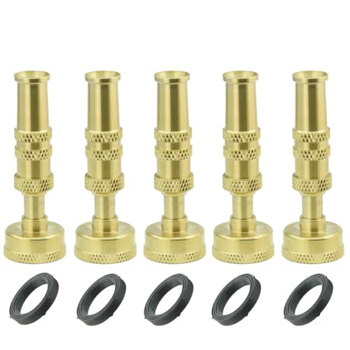Image of PLG Brass 5-Piece Adjustable Garden Hose Nozzle Set