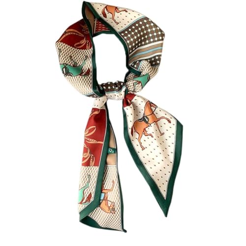 Reproduction de foulard en soie monogrammé, bandeau queue de cheval, ceinture foulard en soie,...