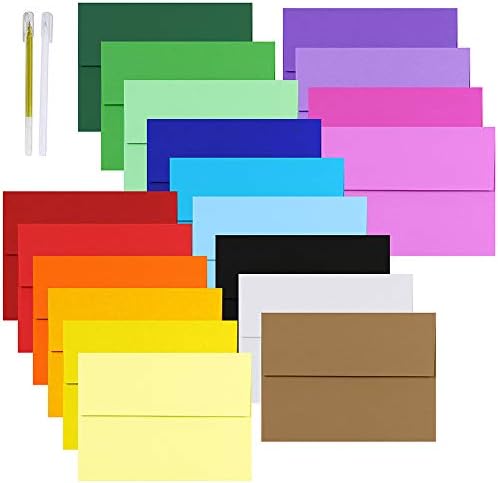 95 Pcs 19 Colors A6 Invitation Envelopes Peel & Seal Self Seal 4 3/4 x 6 1/2 Envelopes Blank Envelopes Square Flap Envelopes Announcements Envelopes Stationery for Holiday Greeting Cards Mailing