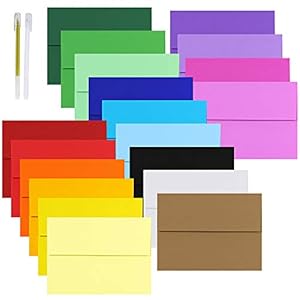 95 Pcs 19 Colors A6 Invitation Envelopes Peel & Seal Self Seal 4 3/4 x 6 1/2 Envelopes Blank Envelopes Square Flap…