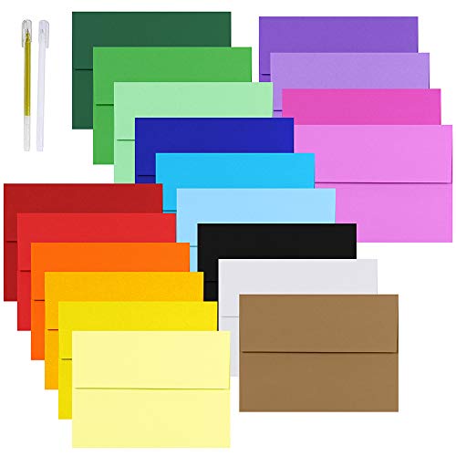95 Pcs 19 Colors A6 Invitation Envelopes Peel & Seal Self Seal 4 3/4 x 6 1/2 Envelopes Blank Envelopes Square Flap…
