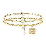 Yooblue Ankle Bracelet for Women, Dainty 14K Gold Plated Letter A Initial Hexagon Anklet Chain Anklets for Women, Summer Jewelry Mothers Day Valentines Gifts for Her Mom Teen Girls