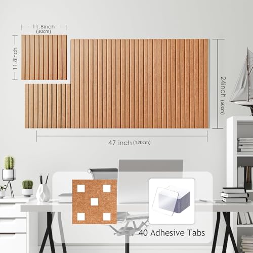 LeKuni Groß Filz Pinnwand Selbstklebend 120x60 cm Pinwand, Vertikaler Streifen Dekorative Pinnwand aus Filz, Vision Board Fotowand Bilderwand für Kinderzimmer Büro Küche -Kupfer