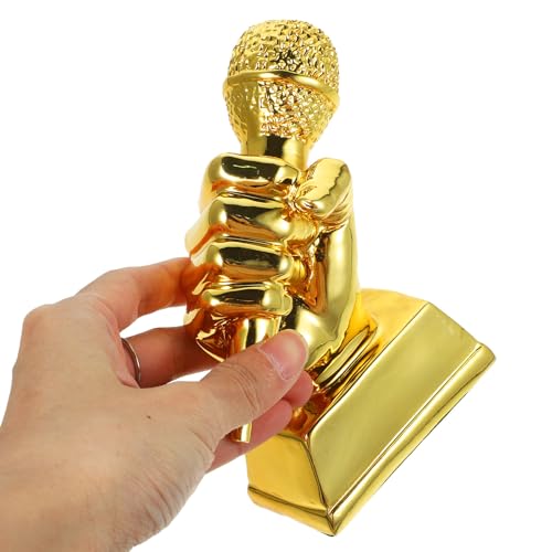 Trofeo de micrófono dorado LALAFINA de resina para regalar 4