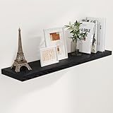 Fun Memories Floating Shelves 48 Inch Long, 9.3 Inch Deep Wall Shelf Fireplace Mantel, Rustic Farmhouse Wooden Shelves for Wall Decor Bathroom, Kitchen, Office, Black, Set of 1