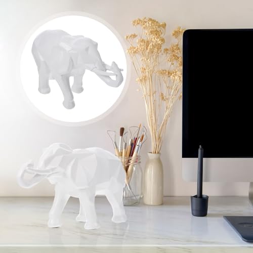 Figura de elefante de resina MERRYHAPY, escultura decorativa geométrica y elegante 5
