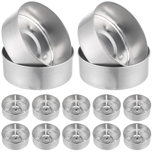 DIYEAH 1 Set Aluminum Tea Light Candle Cups with Wicks for Candle Making for Home Restaurant and Romantic Occasions Durable Easy to Use and Stable Burning