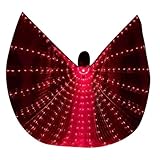 Kaskamo LED Belly Dance Costume - Sparkle and Shine Light Up LED IsIs Wings for Women Adults- Stunning Carnival Rave Attire for Christmas Halloween Party (Red)