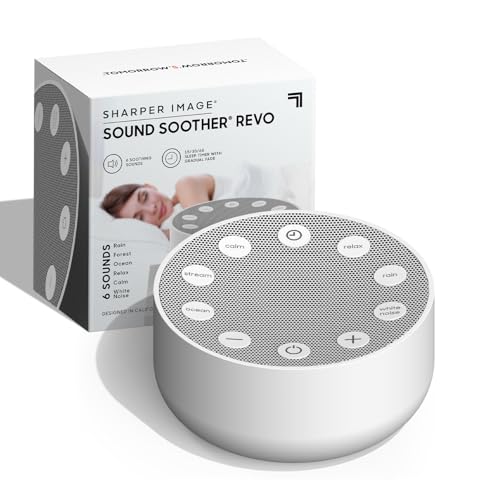 SHARPER IMAGE - Machine À Bruit Blanc - 6 Sons - Forêt Pluie Océan - Bruit Blanc - Endormissement - Apaisement Adulte - Portable - Relaxation - Musique...