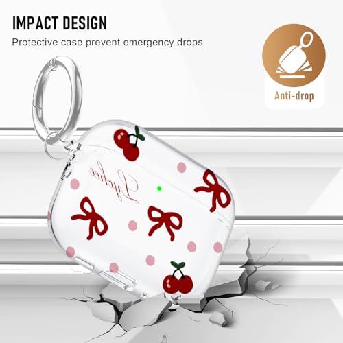 Image of Compatible Airpods Pro 3 Case (2025),Soft Cute Red Bow Print Silicone Protective Cases for Apple AirPods Pro 3rd Generation Case,Airpod Pro 3 Cover with Keychain&Cleaner Kit for Women /Girls,Red Bow