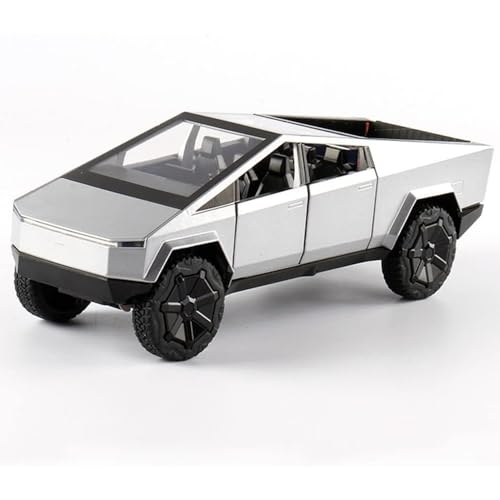Image of DEUSON ECOM 1:24 Scale Cyber Truck Toy Car for Kids Diecast Metal Model Cars with Light Sound Pull Back and Openable Door Car Toy