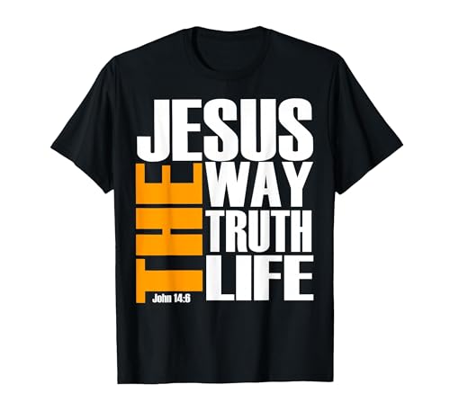 Jésus Le Chemin la vérité la Vie chrétienne T-Shirt, Homme, Noir, L