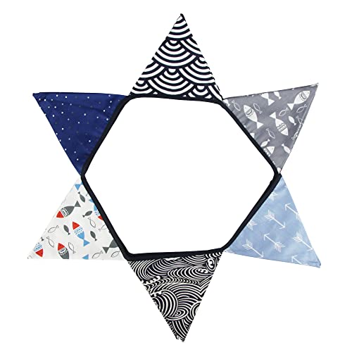 G2PLUS Double Sided Fabric Bunting Banner, Two Layer Triangle Floral Bunting, 3.3M with 12PCS Blue Lovely Pennants - Image 4