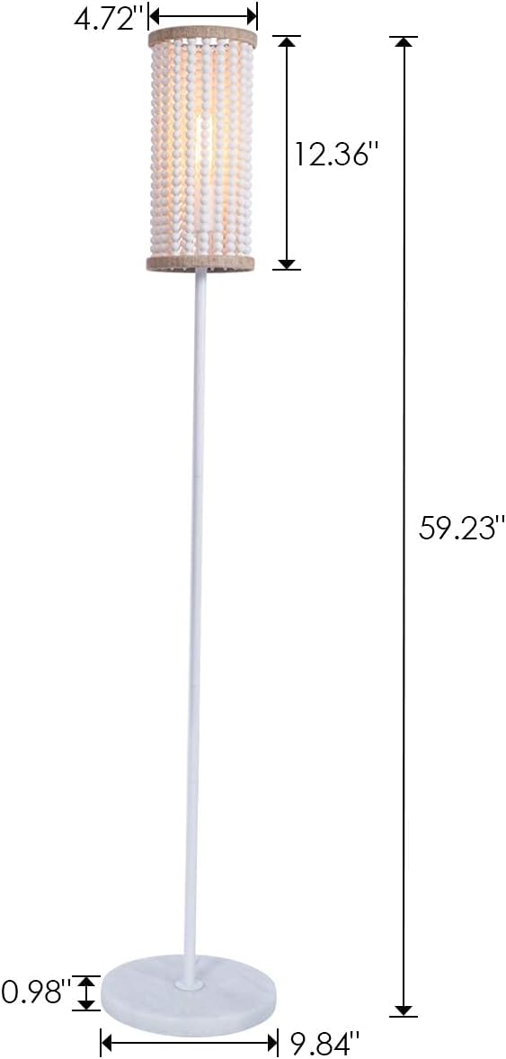 Wood Beaded Flush Mount Ceiling Light and Floor Lamp Bundle