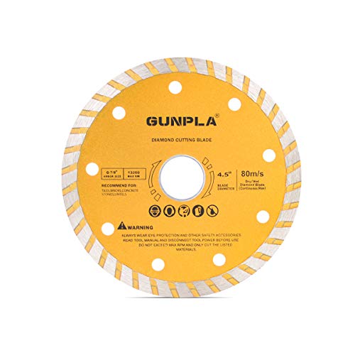 Gunpla 3 Pieces 4-1/2 inch Diamond Cutting Blade Continuous Segmented Turbo Rim Dry Wet Circular Saw Cutter Angle Grinder Disc 7/8 inch Arbor with Reducing Ring 5/8 inch for Tile Masonry