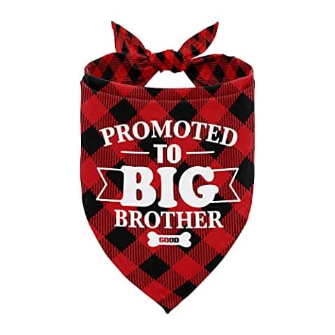 Funny Printed Dog Bandana, Promoted to Big Brother Dog Bandana, Pet Scarf Accessories, Pet Baby Announcement Plaid Scarf Gender Reveal Accessories, Gift for Dog Lovers, Small Medium Large Dogs Cover