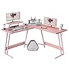 Homall Pink L Shaped Gaming Desk Computer Corner PC Desk Table with Large Monitor Stand for Home Office Studying Writing Workstation Gift for Girls and Women Pink 51 Inch