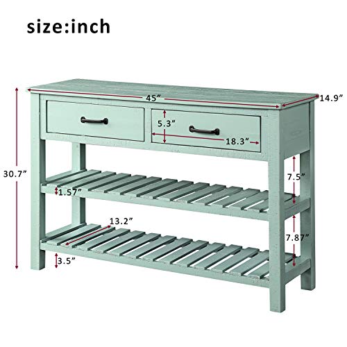 P-PURLOVE-Console-Table-Sofa-Table-with-Drawers-Console-Tables-for-Entryway-with-Drawers-and-2-Tiers-Wood-Shelf-Tiffany-Blue 41eBjXNNvfL