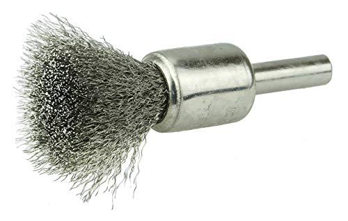 Image of Weiler 10371 Nickel-Plated Cup End Brush 1 /2 inch, .0104 inch Stainless Steel Crimped Wire Fill, Made in the USA (Pack of 10)