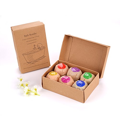 Sovyime 6pcs Bath Bombs Gift Set with Bath Bag,Dry Skin Moisturize,Perfect for Bubble & Spa Bath Relaxation,Organic Handmade Spa Bombs Kit,Idea for All Ages,wife, girlfriend, men, women