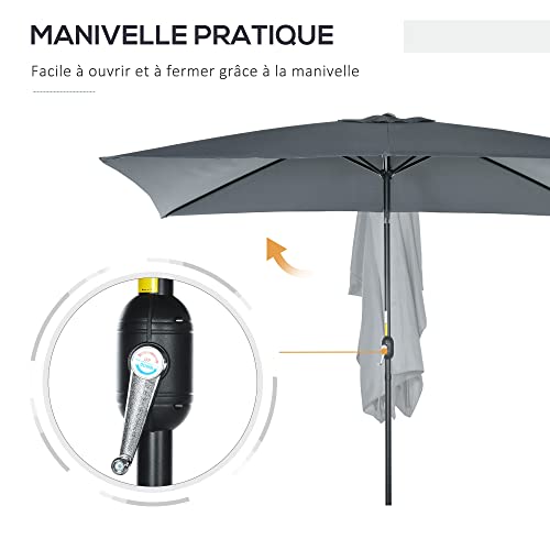 Parasol jardin rectangulaire 3x2m inclinable Outsunny
