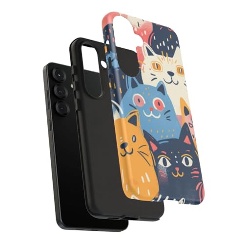 Coque chat coloré Samsung S25 Plus mate cadeau idéal rigide