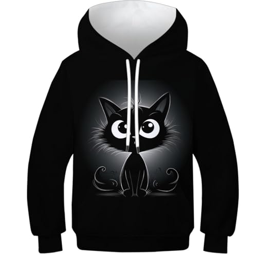 Sweatshirt pocket chat ado fille et garçon confortable avec capuche 9-11 ans