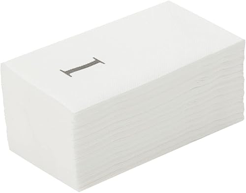 Miniatura 120 de Luxenap - Toallas de invitados de 15.8 x 7.9 pulgadas, 50 toallas de mano con letras plateadas, letra "P", fuente Sans Serif, servilletas de papel