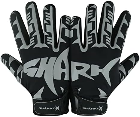 SHARKOX Non-Slip Football Gloves, Wide Receiver Gloves with High Grip Boost, Perfect Sizes for Adult & Youth Football Gloves Men Enhanced Performance & Ultimate Protection with Strong Tacky Palms