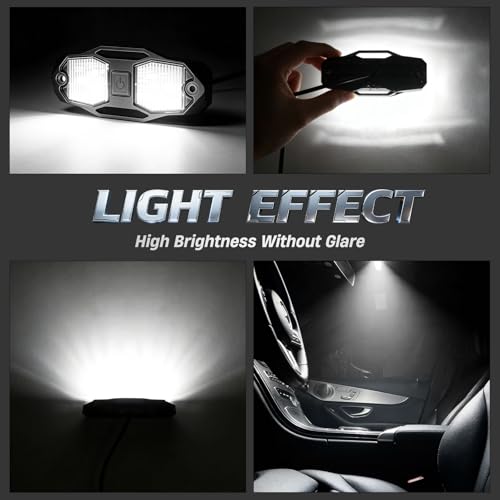 Fastchoy Auto UTV LED Dome Light 12V Wired with Switch, Universal UTV Interior Light Roll Bar Mount Led Light Waterproof for UTV ATV SXS Car Can Am Golf Cart Cab - Thumbnail 3