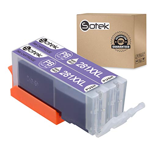Sotek Compatible Ink Cartridges Replacement for CLI-281XXL 281XL 281 Photo Blue, Use with Pixma TS8120 Pixma TS8220 Pixma TS9120 Printers (2 Photo Blue)