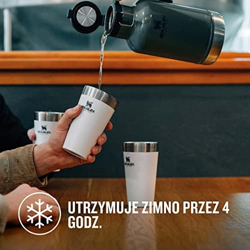 Stanley Adventure Stacking Beer Pint 0.47L Polar White - Utrzymuje zimne piwo przez 4 godziny - Kufel do piwa ze Stali Nierdzewnej - Podwójne ścianki z izolacją próżniową - Do Mycia w Zmywarce
