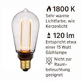 greenandco ściemnialna żarówka LED w stylu vintage do nastrojowego oświetlenia | E27 ST64 | przezroczysta | 3,5W 120lm | 1800K bardzo ciepła biel | 320° | 230V | bez migotania | żarówka Edisona
