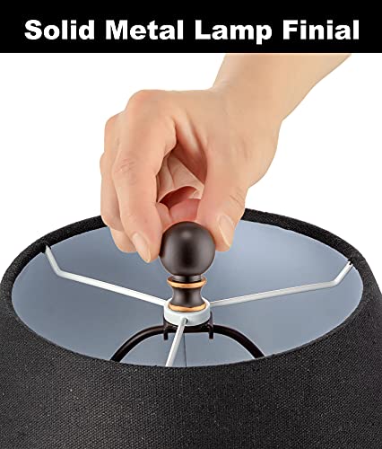 Lamp Harp 8 Inch for Table and Floor Lamps, 2 Set Heavy Duty Lamp Shade Bracket with 3/8 Standard Saddle, E26 Light Base UNO Fitter Adapter and Lamp Finial, Bronze
