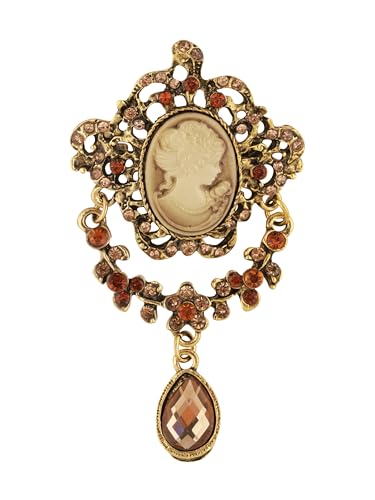 MINACHI Vintage Cameo Brooch Pin for Women, Cream Victorian Lady