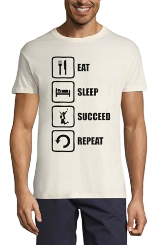 T-shirt à col rond en coton pour homme Eat Sleep Succeed Repeat imprimé mode été