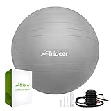 Trideer 45-85cm Exercise Ball, Birthing Ball, Yoga Pilate Fitness Balance Ball Lug Kit, Anti-Slip & Anti-Burst, 2000lbs Extra Thick Core Cross Training Ball (Silver, 65cm)