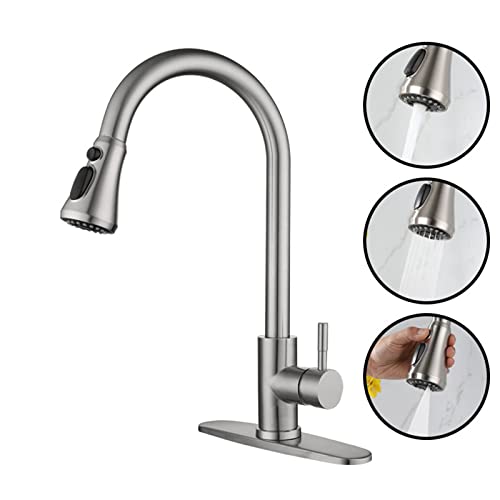 Grifos de cocina extraíbles de acero inoxidable cepillado con diseño comercial moderno 6