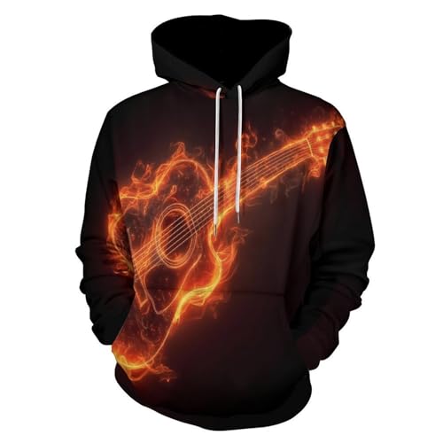 Sweat à capuche imprimé 3D guitare pour homme et femme pull rock original