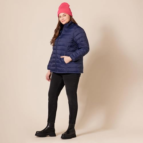 Amazon Essentials Women's Lightweight Water-Resistant Packable Puffer Jacket Outerwear, -navy, Large