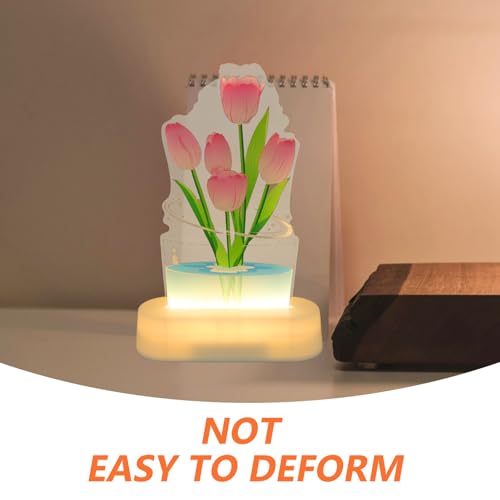 Lámpara de mesa SECFOU tulipán 3D con luz rosada miniatura 3