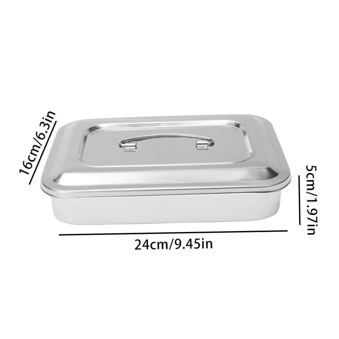 Organizador de bandeja de instrumentos dentales de acero inoxidable con tapa y asa