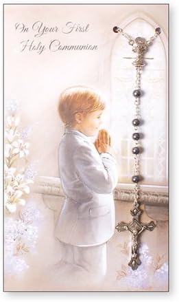 Boys On Your First Holy Communion Card with Rosary Beads