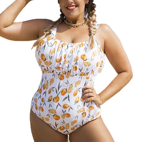 Maillot de bain une pièce grande taille imprimé floral rétro col en U femme