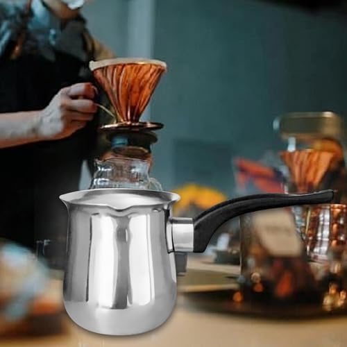Cafetera de café pequeña de acero inoxidable y calentador de leche 4