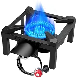 BESTFIRE Propane Burner,100,000 BTUs High Pressure Single Propane Stove with 4.1ft Adjustable Hose with Regulator,Gas Stove for Outdoor Cooking, Turkey Fry, Seafood Boil