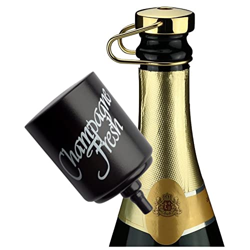 Tappo per bottiglie di Champagne, Fresh de Luxe II, elegante, per bottiglie di Champagne/Prosecco, pompa inclusa Placcato oro