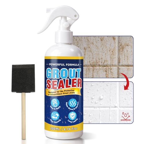 Grout and Tile Sealer, 6.76 FI oz/200g Waterproof Grout Sealant Spray for Shower, Bathroom, Floors, Kitchen, Clear Tile Sealer Protector for Ceramic, Marble, Granite & Stone